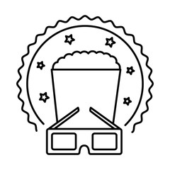 cinema glasses and popcorn isolated icon
