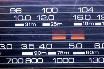 the scale of the old radio in scratches and scuffs