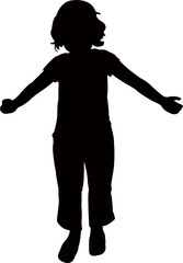 child raised hands, silhouette vector