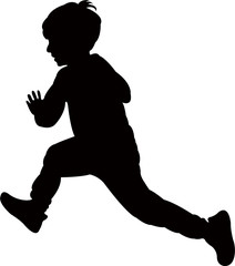 boy running silhouette vector