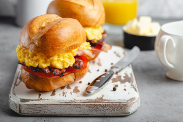 Breakfast sandwiches with scrambled egg