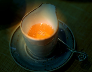 Tasty macro photo of flower honey in a restaurant