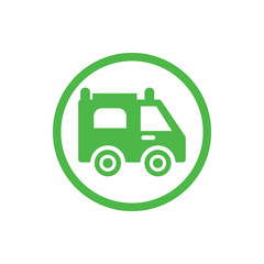 Ambulance, car, emergency, medical, medical green color icon