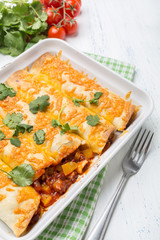 Baked Beans and Vegetables Enchiladas