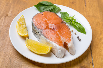 Raw and Fresh Salmon Steak