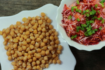 plate of chickpea and salad