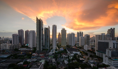 Landscape Bangkok business district  with light Twilight