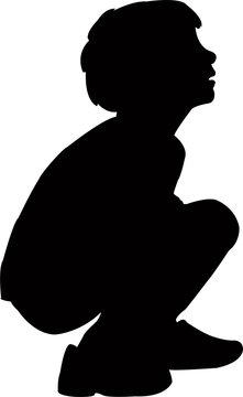 Child Sitting Body Silhouette Vector