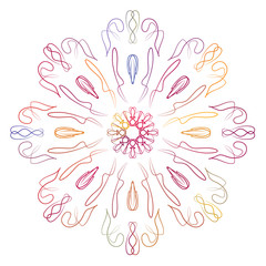 Vector multicolored floral circular ornament