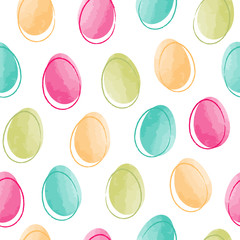 Happy Easter background.  Seamless vector pattern with easter eggs. 