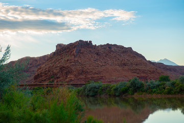 Fototapeta na wymiar Mesa and Butte landscape in Arches National Park, Moab, Utah, USA.