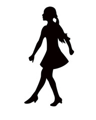 a teenager girl dancing body silhouette vector