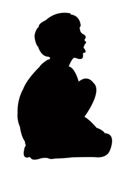 Child Sitting Body Silhouette Vector