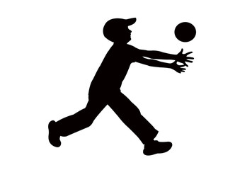 boy playing with ball, silhouette vector