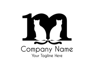 Abstract,Unique and minimal alphabet letter M with a hidden cat