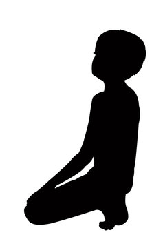 Child Sitting Body Silhouette Vector