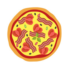 Pizza menu concept. Flat style food. Vector illustration.