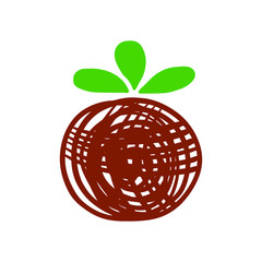 Kokedama hand drawn logotype minimalism style green and brown
