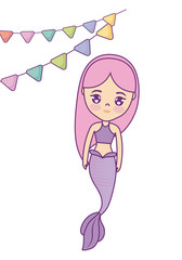 cute mermaid with garlands hanging