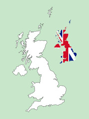 United Kingdom map with national flag 