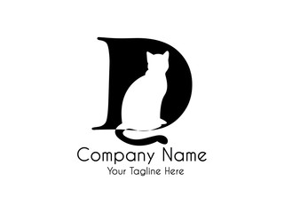 Abstract,Unique and minimal alphabet letter D with a hidden cat