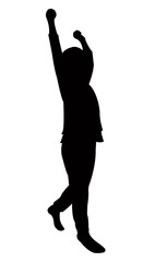 Fototapeta na wymiar girl raised hands, silhouette vector
