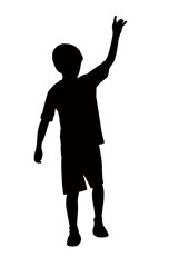 Fototapeta na wymiar child raised hands, silhouette vector