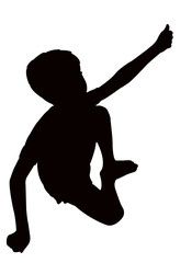 Fototapeta na wymiar child sitting and raised hand, asking money, silhouette vector
