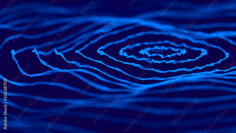Poster Network connection dots and lines. Technology background. Plexus. Big data background. 3d rendering.