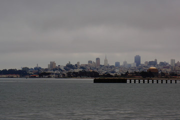 foggy view on skyline of san francisco