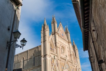 Panoramic view of Cathedral of Orvieto, Umbria, Italy