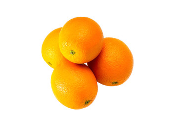 many ripe oranges on a white background