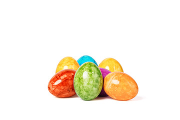 Different decorative Easter eggs isolated on white background