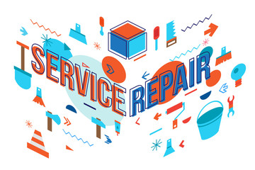 Service repair flat banner design