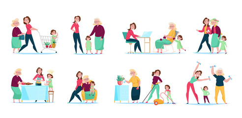 Fototapeta premium Women Family Generations Set 