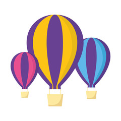 three hot air balloons
