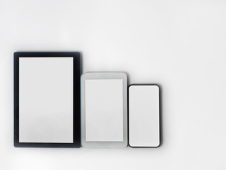 isolated on empty screen with tablet and smartphone