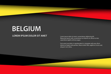 Modern vector background with Belgian colors and grey free space for your text, overlayed sheets of paper in the look of the Belgian flag, Made in Belgium