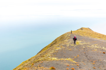 Hiking along the Ridge, Bjorndalen to the right and a beautiful view to Isfjorden to the left, Fall...