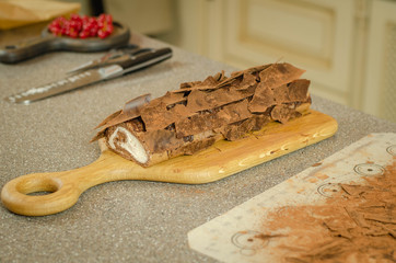chocolate cake log - 256293732