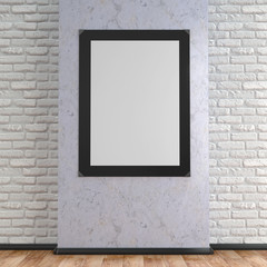 3d illustration render of a poster frame on a interior background