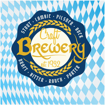 Vector craft beer logo on oktoberfest background
