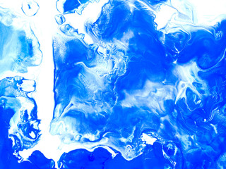 Blue creative abstract hand painted background, marble texture, abstract ocean