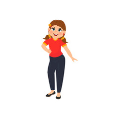 Vector cute little girl. Vector illustration girl can use for presents, invitation, children room, nursery decor, interior design.