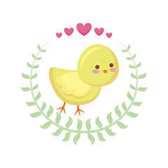 cute chicken in crown of leafs