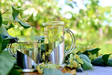 Herbal tea with linden flowers.