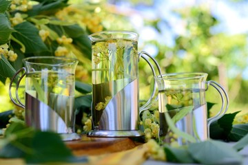 Herbal tea with linden flowers.