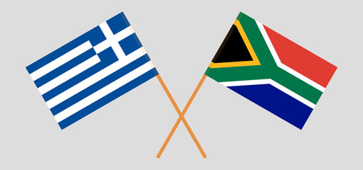 Greece and RSA. The Greek and South African flags. Official colors. Correct proportion. Vector