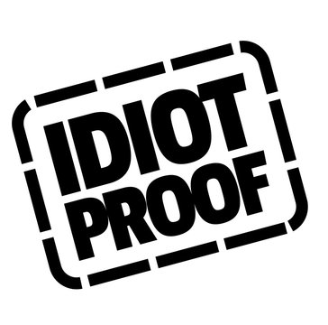 idiot proof stamp on white