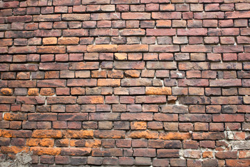 Old red brick wall photo texture